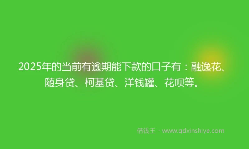 2025年的当前有逾期能下款的口子有：融逸花、随身贷、柯基贷、洋钱罐、花呗等。