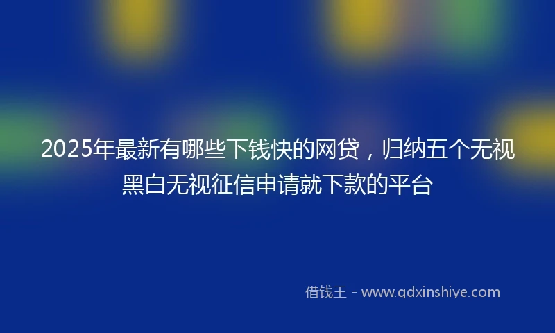 2025年最新有哪些下钱快的网贷，归纳五个无视黑白无视征信申请就下款的平台