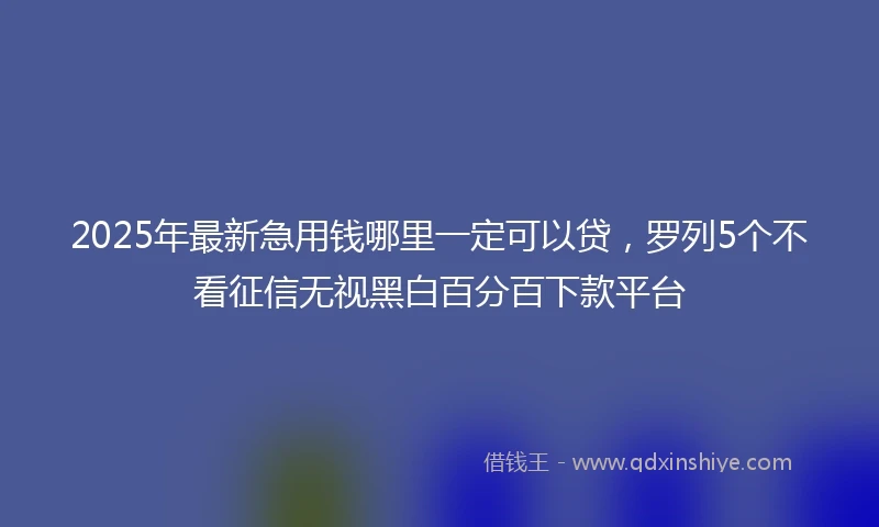 2025年最新急用钱哪里一定可以贷，罗列5个不看征信无视黑白百分百下款平台