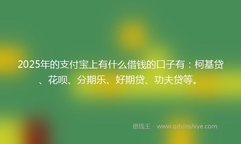 2025年的支付宝上有什么借钱的口子有：柯基贷、花呗、分期乐、好期贷、功夫贷等。