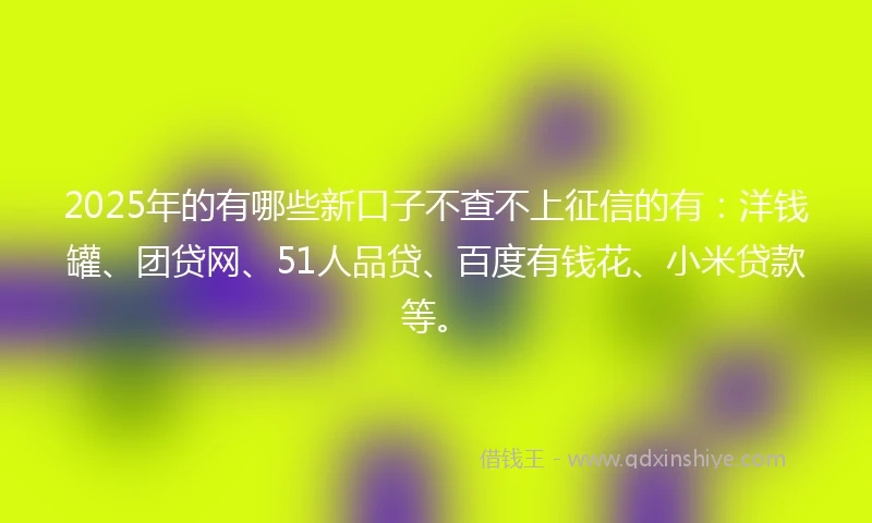 2025年的有哪些新口子不查不上征信的有:洋钱罐、团贷网、51人品贷、百度有钱花、小米贷款等。