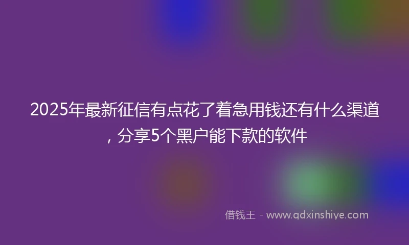 2025年最新征信有点花了着急用钱还有什么渠道，分享5个黑户能下款的软件
