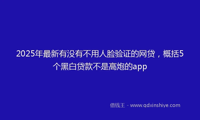 2025年最新有没有不用人脸验证的网贷，概括5个黑白贷款不是高炮的app