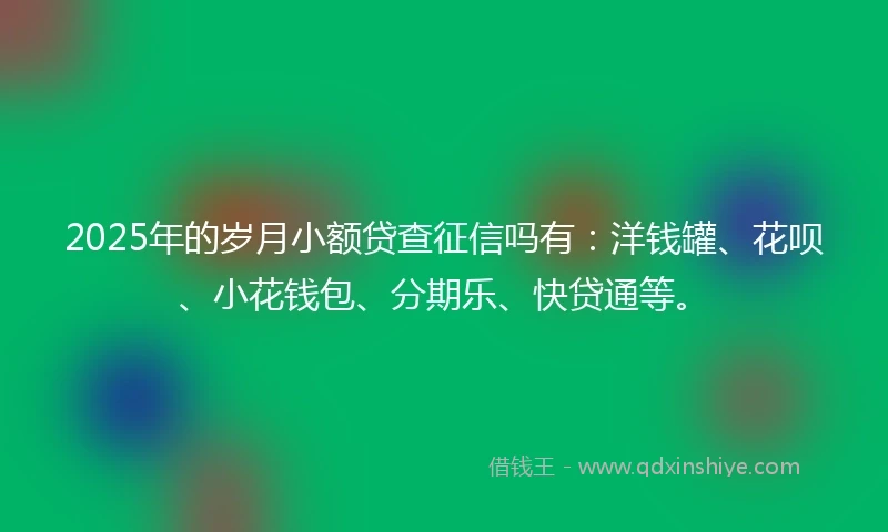 2025年的岁月小额贷查征信吗有：洋钱罐、花呗、小花钱包、分期乐、快贷通等。