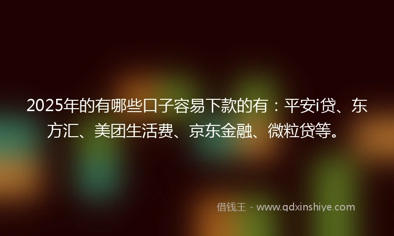 2025年的有哪些口子容易下款的有：平安i贷、东方汇、美团生活费、京东金融、微粒贷等。