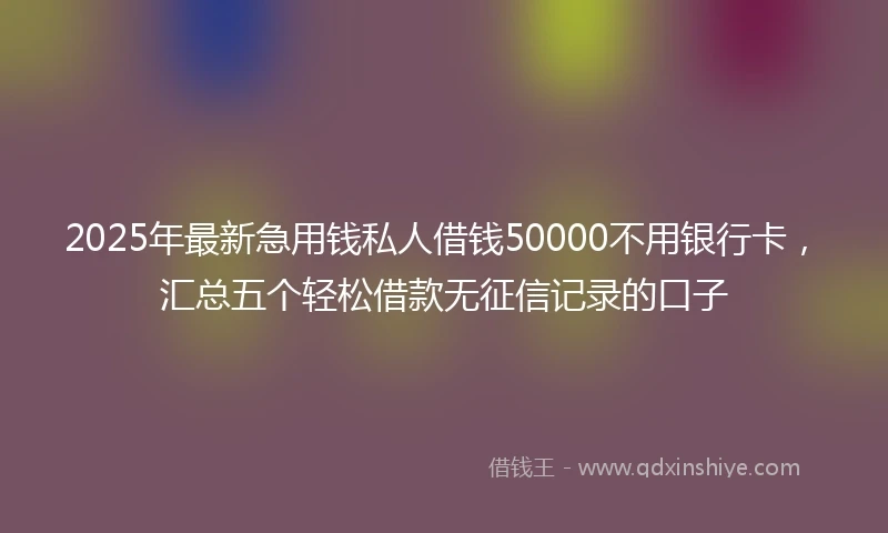 2025年最新急用钱私人借钱50000不用银行卡，汇总五个轻松借款无征信记录的口子