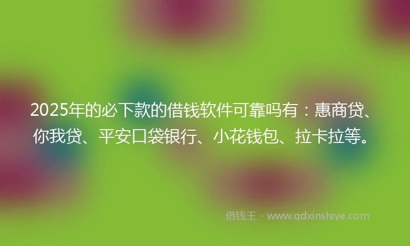 2025年的必下款的借钱软件可靠吗有：惠商贷、你我贷、平安口袋银行、小花钱包、拉卡拉等。