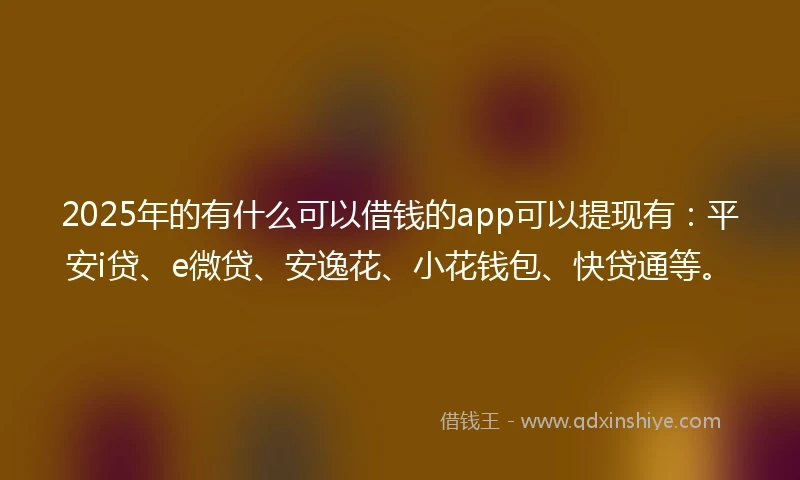 2025年的有什么可以借钱的app可以提现有：平安i贷、e微贷、安逸花、小花钱包、快贷通等。