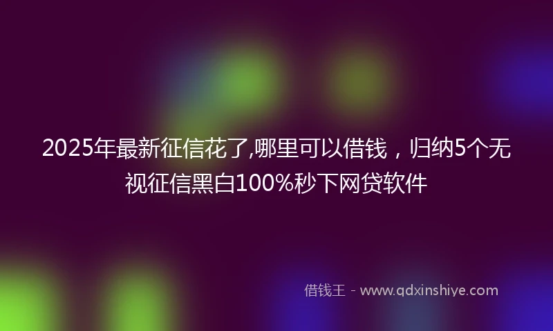 2025年最新征信花了,哪里可以借钱，归纳5个无视征信黑白100%秒下网贷软件