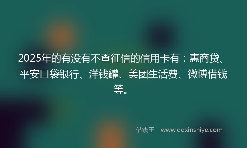 2025年的有没有不查征信的信用卡有：惠商贷、平安口袋银行、洋钱罐、美团生活费、微博借钱等。
