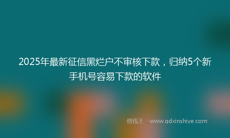 2025年最新征信黑烂户不审核下款，归纳5个新手机号容易下款的软件