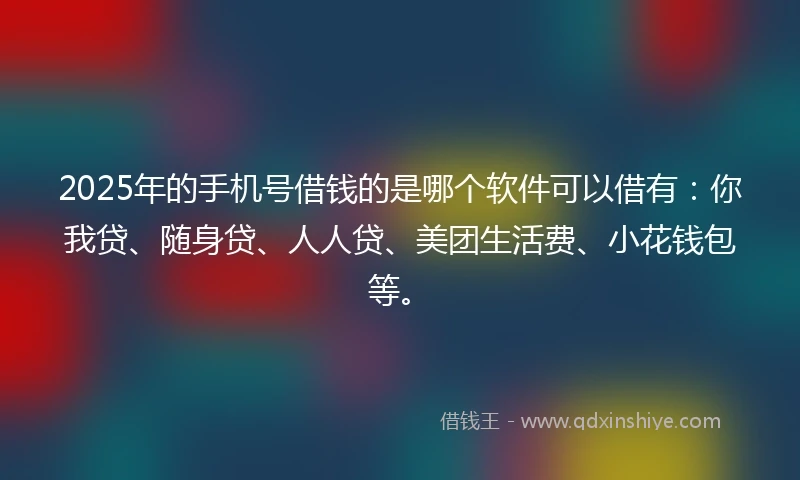 2025年的手机号借钱的是哪个软件可以借有：你我贷、随身贷、人人贷、美团生活费、小花钱包等。
