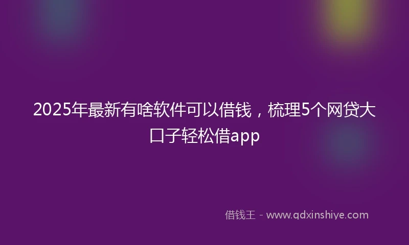 2025年最新有啥软件可以借钱，梳理5个网贷大口子轻松借app