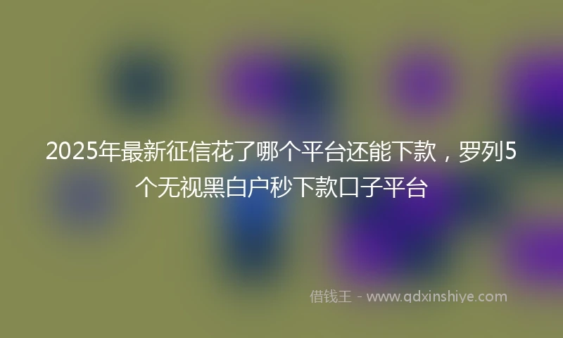 2025年最新征信花了哪个平台还能下款,罗列5个无视黑白户秒下款口子平台