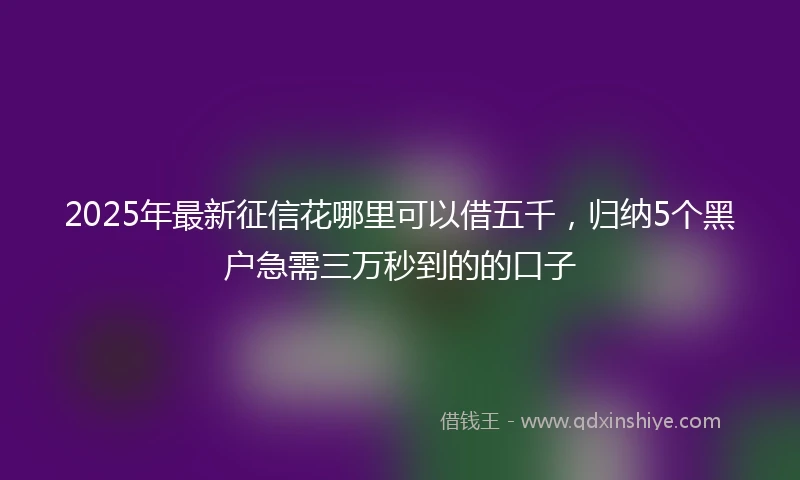 2025年最新征信花哪里可以借五千，归纳5个黑户急需三万秒到的的口子