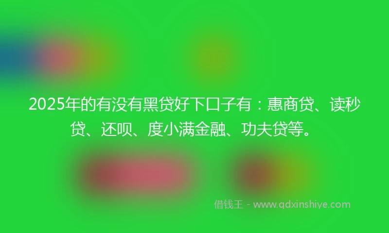2025年的有没有黑贷好下口子有：惠商贷、读秒贷、还呗、度小满金融、功夫贷等。