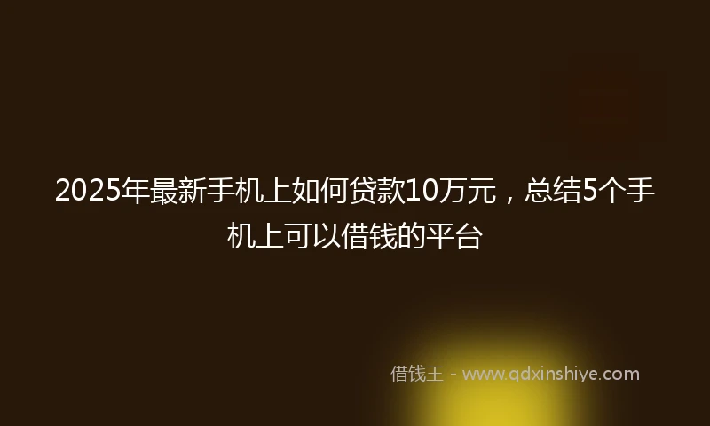 2025年最新手机上如何贷款10万元，总结5个手机上可以借钱的平台