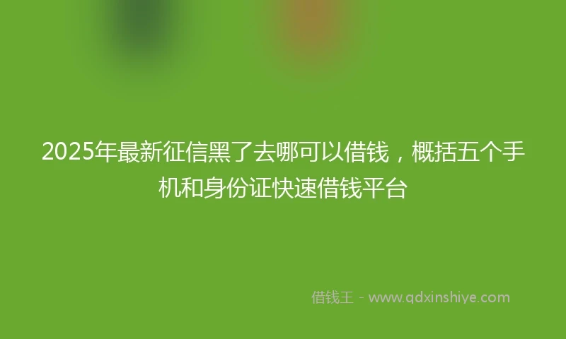2025年最新征信黑了去哪可以借钱，概括五个手机和身份证快速借钱平台