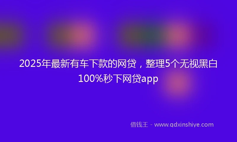 2025年最新有车下款的网贷，整理5个无视黑白100%秒下网贷app