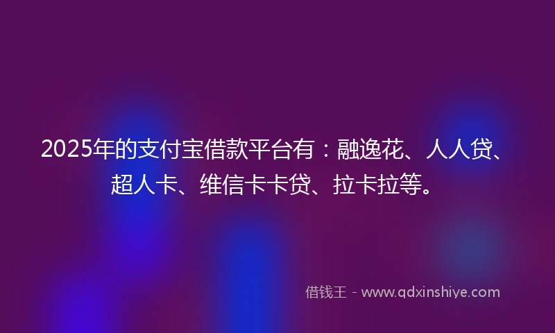 2025年的支付宝借款平台有：融逸花、人人贷、超人卡、维信卡卡贷、拉卡拉等。