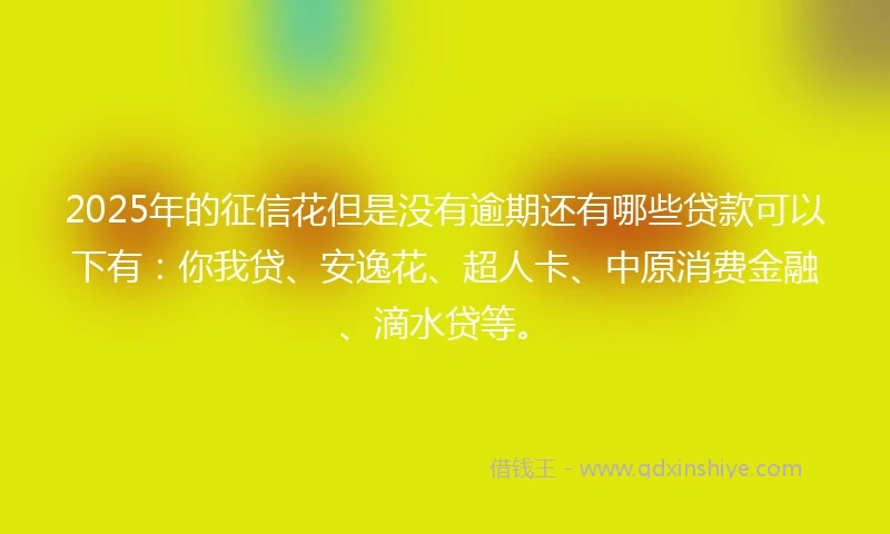 2025年的征信花但是没有逾期还有哪些贷款可以下有：你我贷、安逸花、超人卡、中原消费金融、滴水贷等。