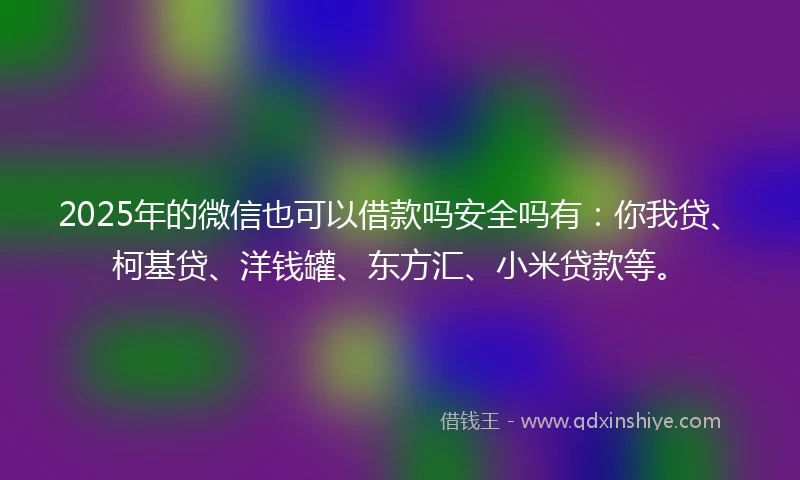 2025年的微信也可以借款吗安全吗有：你我贷、柯基贷、洋钱罐、东方汇、小米贷款等。