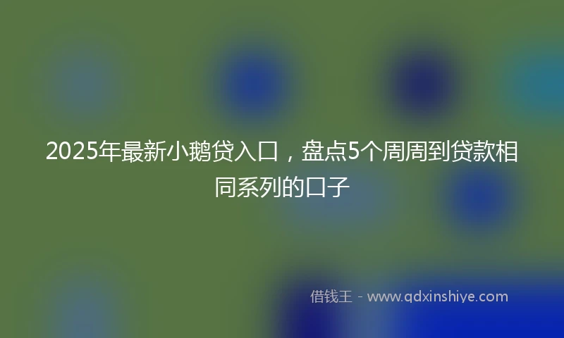 2025年最新小鹅贷入口，盘点5个周周到贷款相同系列的口子