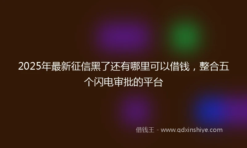 2025年最新征信黑了还有哪里可以借钱，整合五个闪电审批的平台
