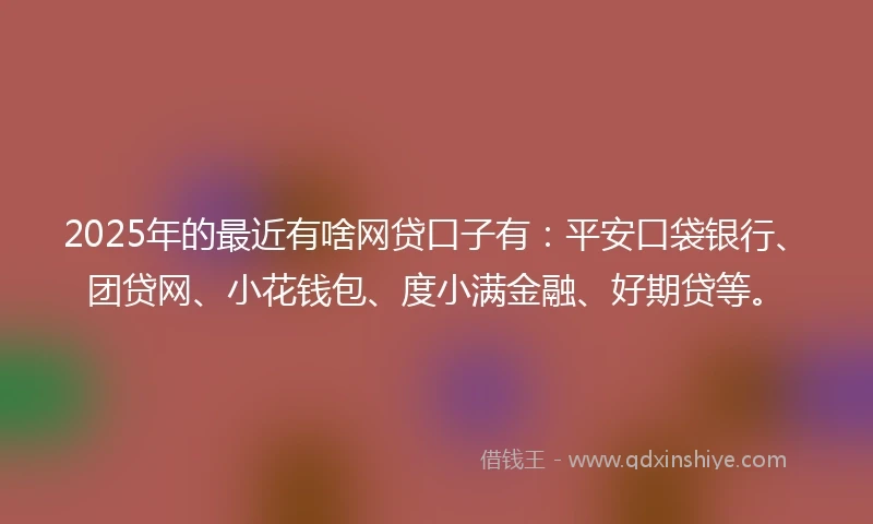 2025年的最近有啥网贷口子有：平安口袋银行、团贷网、小花钱包、度小满金融、好期贷等。