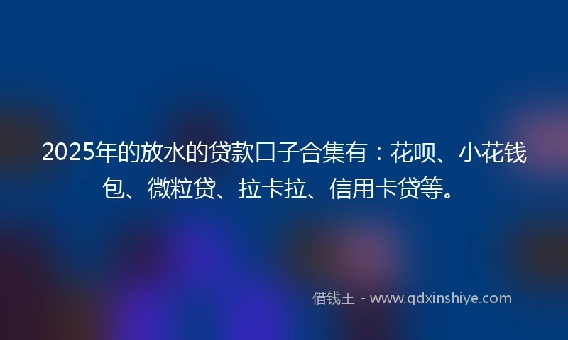 2025年的放水的贷款口子合集有：花呗、小花钱包、微粒贷、拉卡拉、信用卡贷等。
