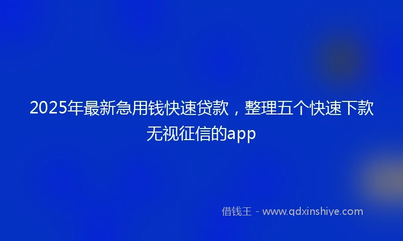 2025年最新急用钱快速贷款，整理五个快速下款无视征信的app