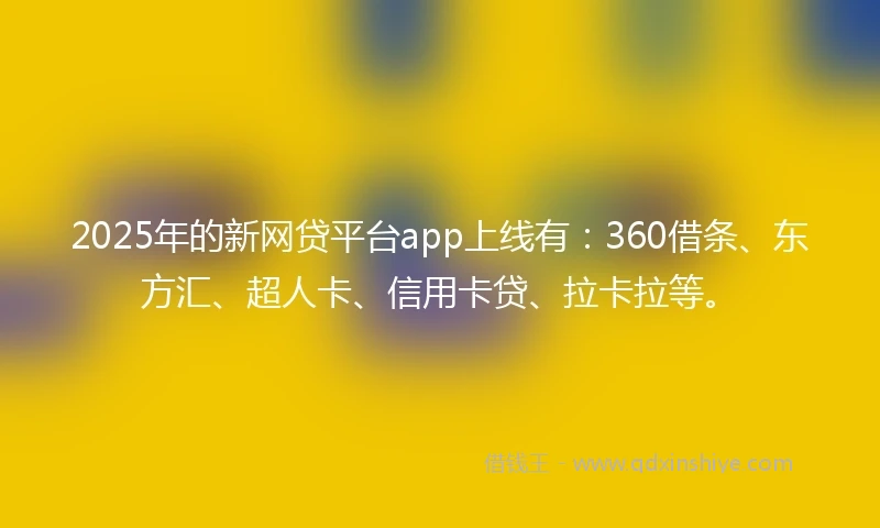 2025年的新网贷平台app上线有：360借条、东方汇、超人卡、信用卡贷、拉卡拉等。
