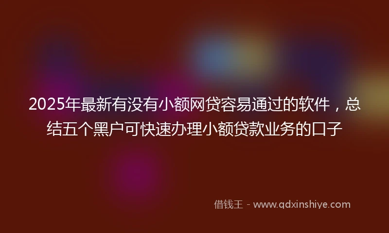2025年最新有没有小额网贷容易通过的软件，总结五个黑户可快速办理小额贷款业务的口子