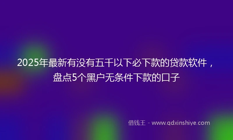 2025年最新有没有五千以下必下款的贷款软件，盘点5个黑户无条件下款的口子