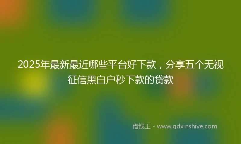 2025年最新最近哪些平台好下款，分享五个无视征信黑白户秒下款的贷款