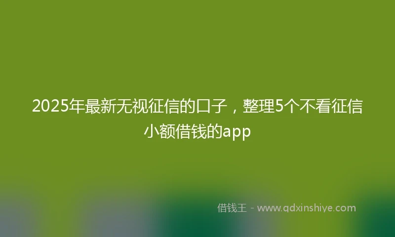 2025年最新无视征信的口子，整理5个不看征信小额借钱的app