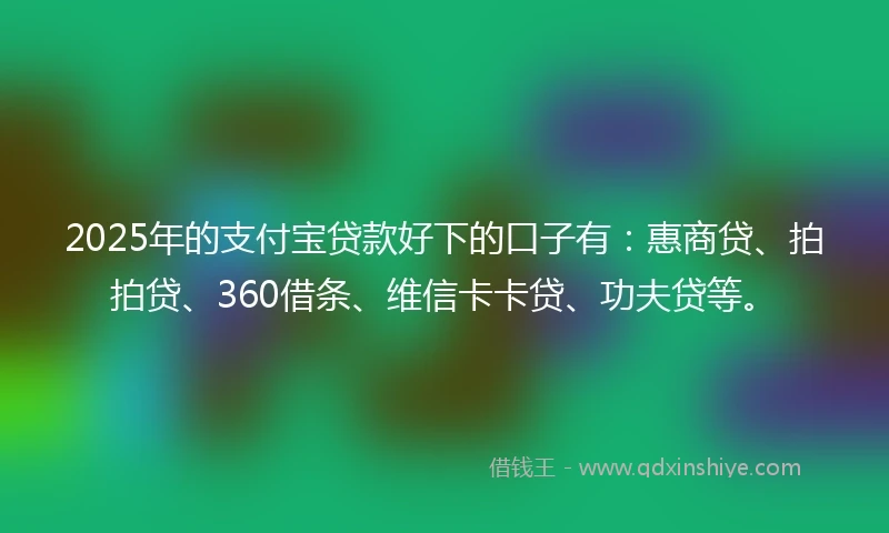 2025年的支付宝贷款好下的口子有：惠商贷、拍拍贷、360借条、维信卡卡贷、功夫贷等。