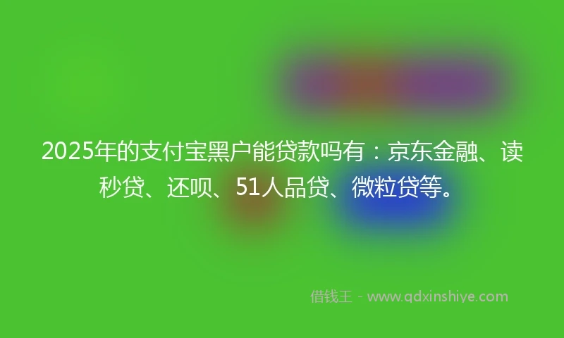 2025年的支付宝黑户能贷款吗有：京东金融、读秒贷、还呗、51人品贷、微粒贷等。