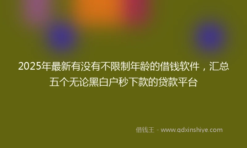 2025年最新有没有不限制年龄的借钱软件，汇总五个无论黑白户秒下款的贷款平台