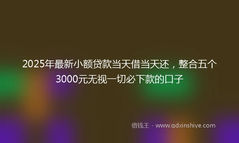 2025年最新小额贷款当天借当天还，整合五个3000元无视一切必下款的口子