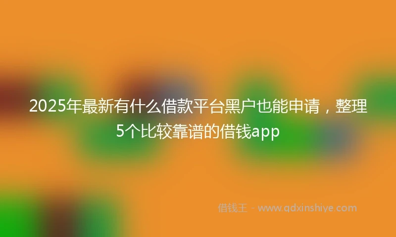2025年最新有什么借款平台黑户也能申请，整理5个比较靠谱的借钱app