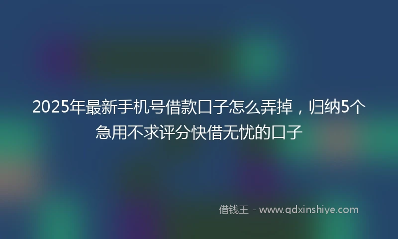 2025年最新手机号借款口子怎么弄掉，归纳5个急用不求评分快借无忧的口子