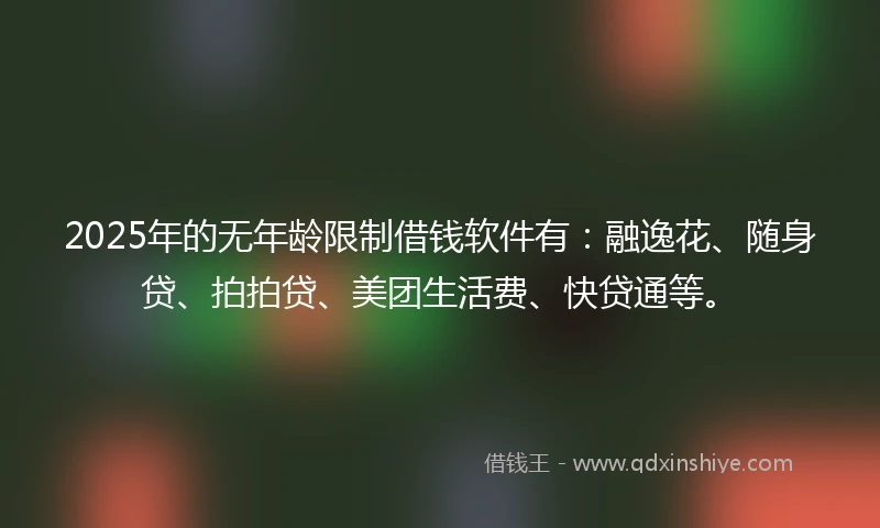 2025年的无年龄限制借钱软件有:融逸花、随身贷、拍拍贷、美团生活费、快贷通等。