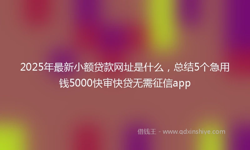 2025年最新小额贷款网址是什么，总结5个急用钱5000快审快贷无需征信app