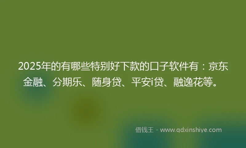 2025年的有哪些特别好下款的口子软件有：京东金融、分期乐、随身贷、平安i贷、融逸花等。