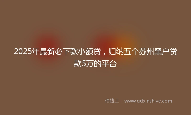 2025年最新必下款小额贷，归纳五个苏州黑户贷款5万的平台