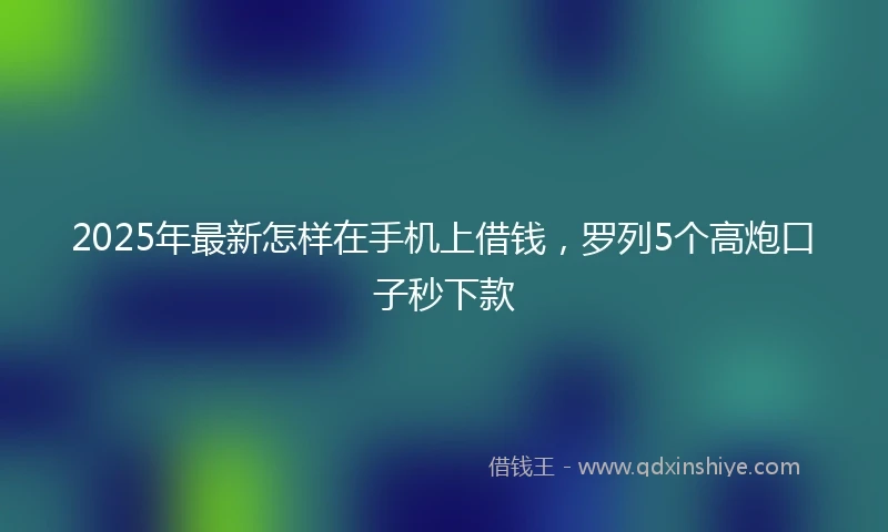 2025年最新怎样在手机上借钱，罗列5个高炮口子秒下款