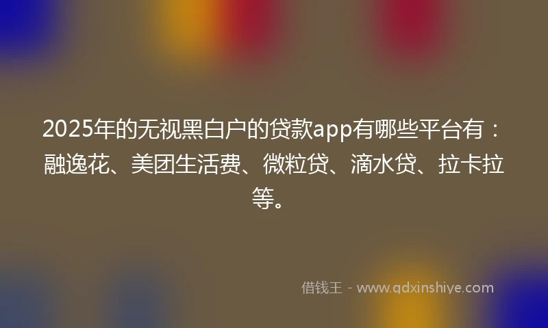 2025年的无视黑白户的贷款app有哪些平台有：融逸花、美团生活费、微粒贷、滴水贷、拉卡拉等。