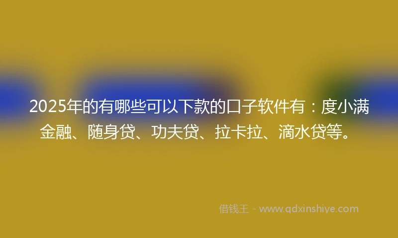 2025年的有哪些可以下款的口子软件有：度小满金融、随身贷、功夫贷、拉卡拉、滴水贷等。