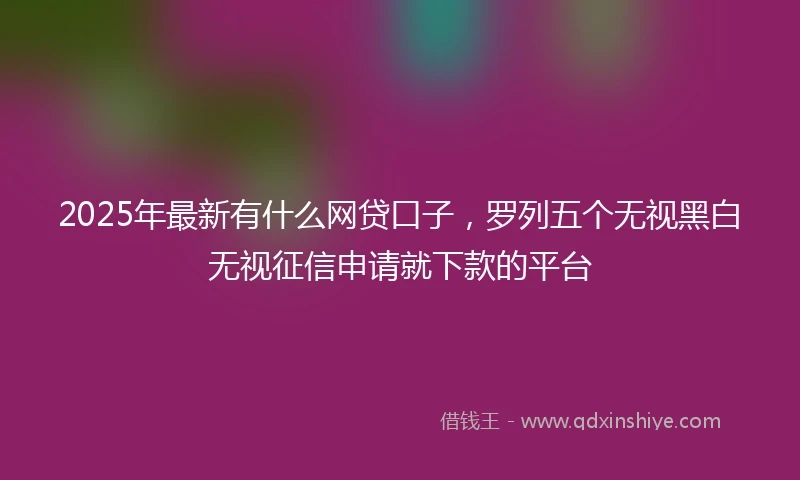 2025年最新有什么网贷口子，罗列五个无视黑白无视征信申请就下款的平台